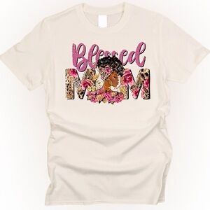 HANES Blessed Mom White T-Shirt Sz L
